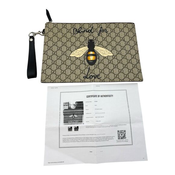 Gucci Medium Strap Clutch Bag with Bee PrintingW Authentic Certificate - Picture 1 of 12